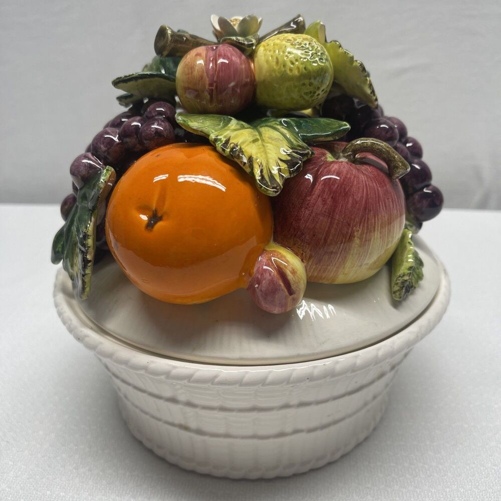Vintage Decorative Bowl with Lid Fruit Basket and Fruit Sorento by Arnart 33/203